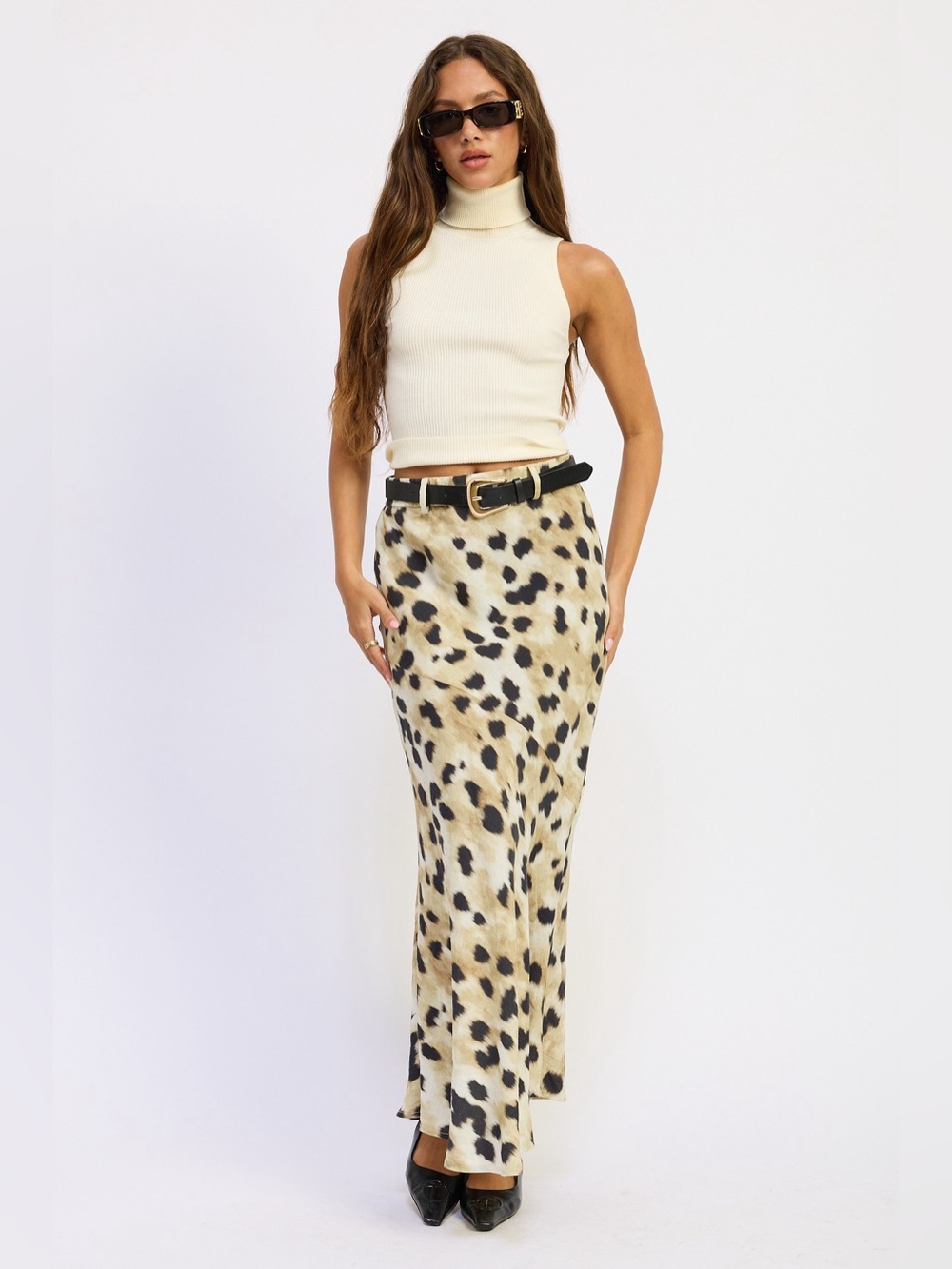 My True Colors Printed  Bias Belted Maxi Skirt